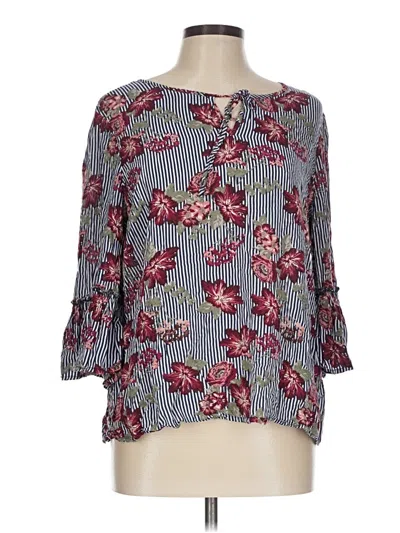 Pre-owned Fred David 3/4 Sleeve Blouse In Gray