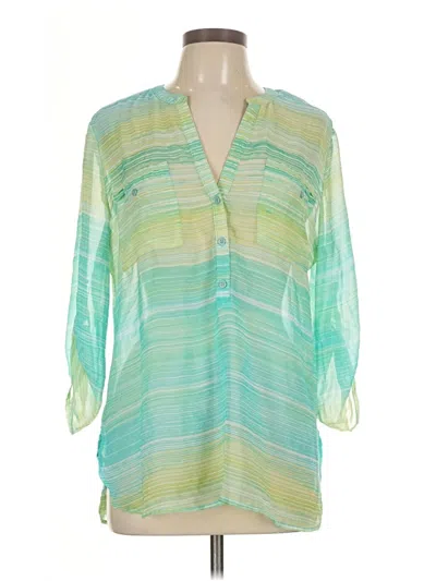 Pre-owned Fred David 3/4 Sleeve Blouse In Green