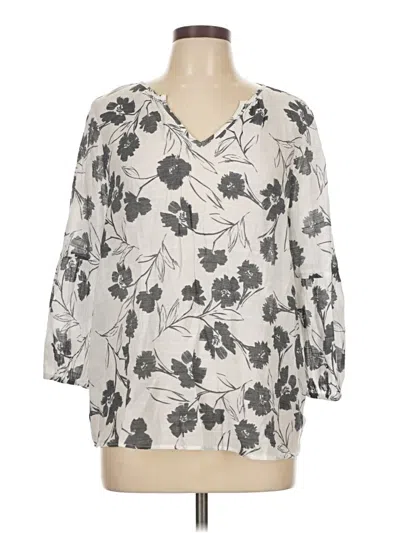 Pre-owned Fred David 3/4 Sleeve Blouse In Ivory