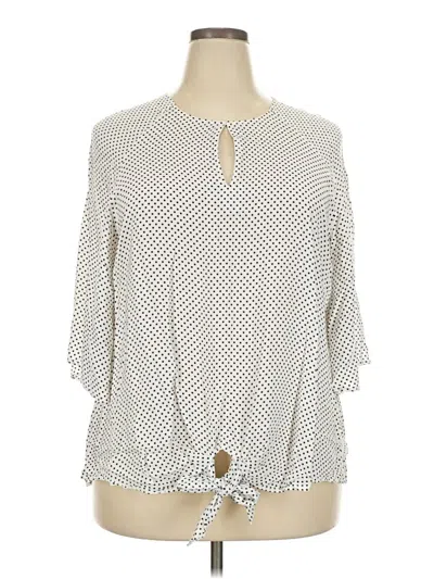 Pre-owned Fred David 3/4 Sleeve Blouse In Ivory
