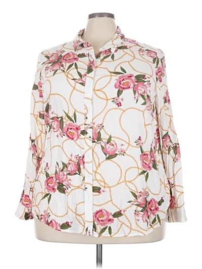 Pre-owned Fred David 3/4 Sleeve Blouse In Ivory