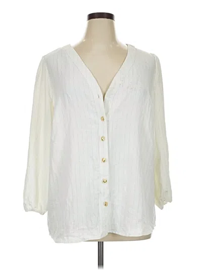 Pre-owned Fred David 3/4 Sleeve Blouse In Ivory