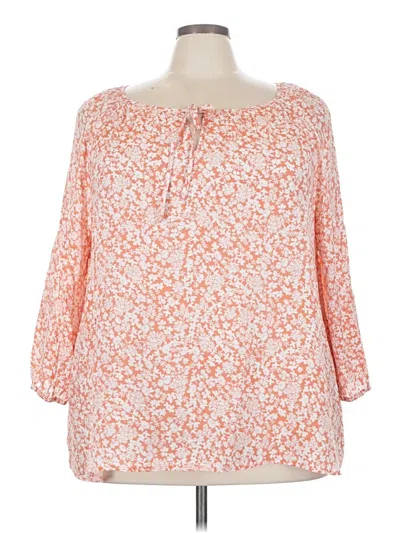 Pre-owned Fred David 3/4 Sleeve Blouse In Orange