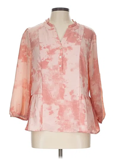 Pre-owned Fred David 3/4 Sleeve Blouse In Pink