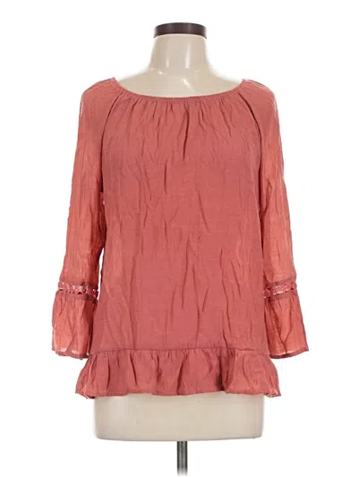 Pre-owned Fred David 3/4 Sleeve Blouse In Pink