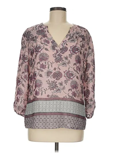 Pre-owned Fred David 3/4 Sleeve Blouse In Purple