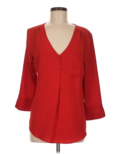 Pre-owned Fred David 3/4 Sleeve Blouse In Red