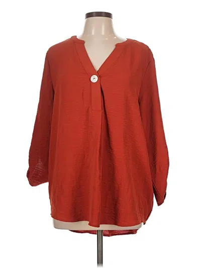 Pre-owned Fred David 3/4 Sleeve Blouse In Red