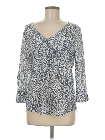 Pre-owned Fred David 3/4 Sleeve Blouse In Silver