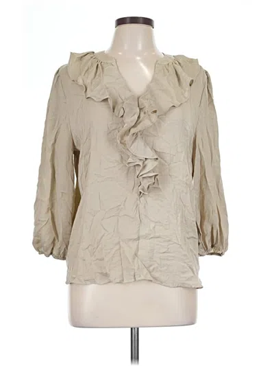 Pre-owned Fred David 3/4 Sleeve Blouse In Tan