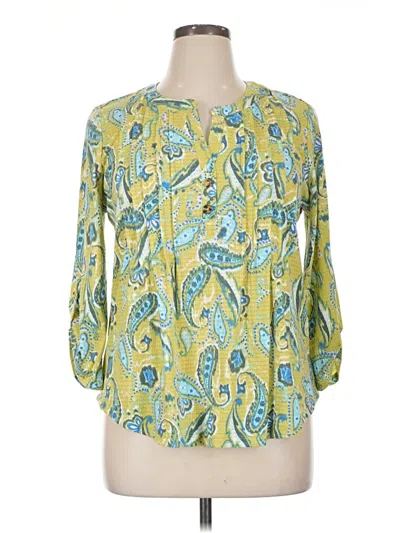 Pre-owned Fred David 3/4 Sleeve Blouse In Yellow