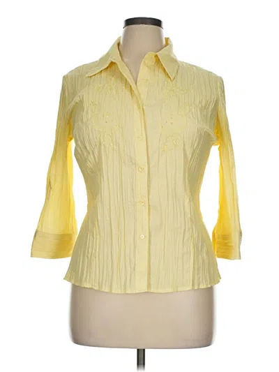 Pre-owned Fred David 3/4 Sleeve Blouse In Yellow