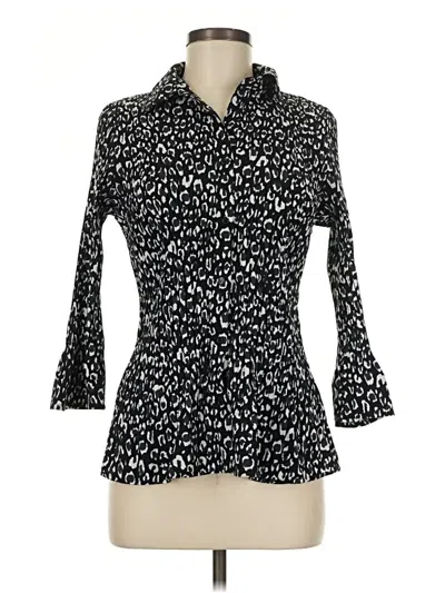 Pre-owned Fred David 3/4 Sleeve Button Down Shirt In Black