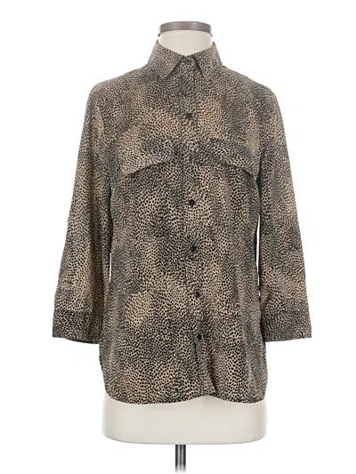 Pre-owned Fred David 3/4 Sleeve Button Down Shirt In Brown