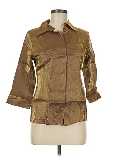 Pre-owned Fred David 3/4 Sleeve Button Down Shirt In Brown