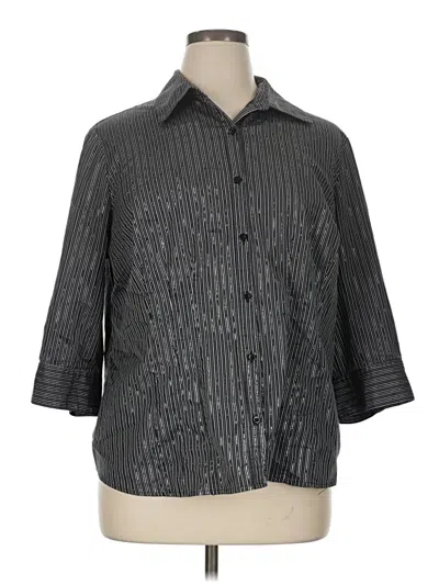 Pre-owned Fred David 3/4 Sleeve Button Down Shirt In Gray