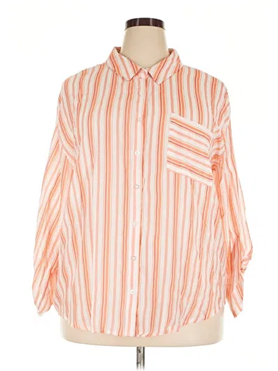Pre-owned Fred David 3/4 Sleeve Button Down Shirt In Orange