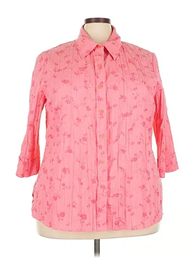 Pre-owned Fred David 3/4 Sleeve Button Down Shirt In Pink