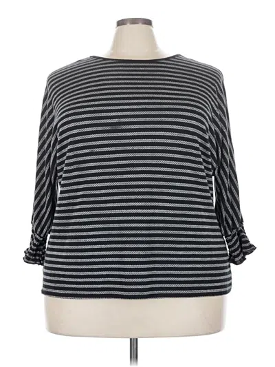 Pre-owned Fred David 3/4 Sleeve Top Gray Boatneck Tops