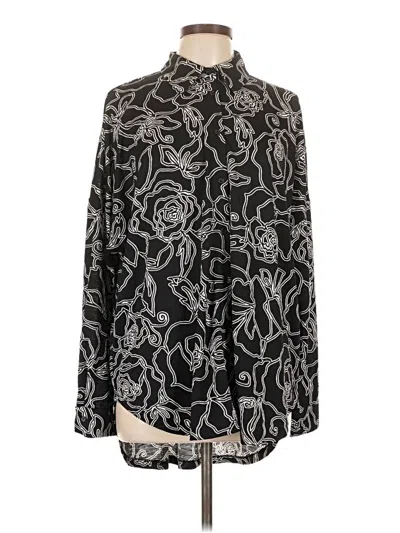 Pre-owned Fred David Long Sleeve Blouse In Black