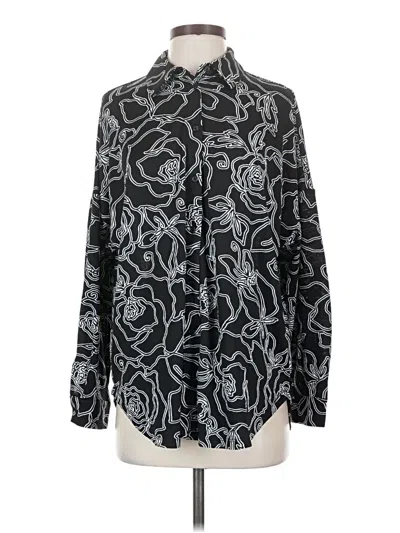 Pre-owned Fred David Long Sleeve Blouse In Black