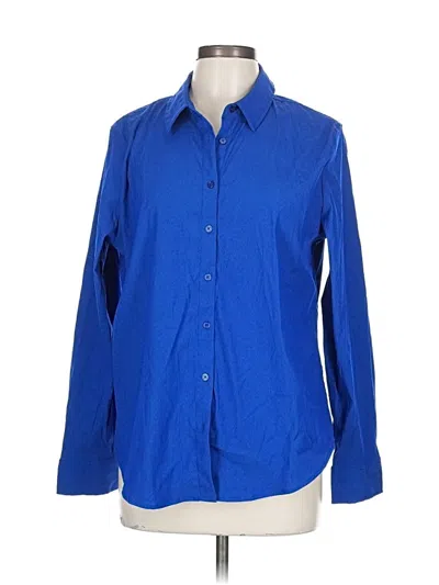 Pre-owned Fred David Long Sleeve Blouse In Blue