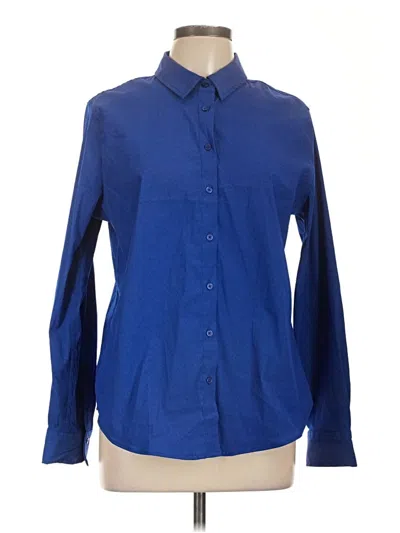 Pre-owned Fred David Long Sleeve Blouse In Blue