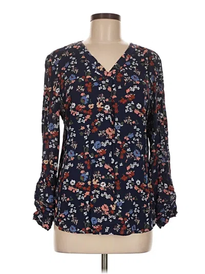 Pre-owned Fred David Long Sleeve Blouse In Blue