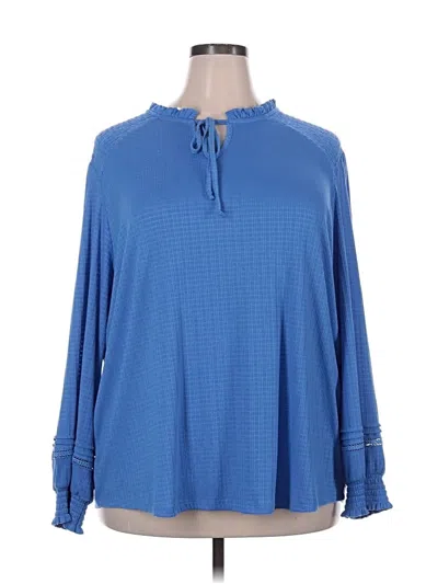 Pre-owned Fred David Long Sleeve Blouse In Blue