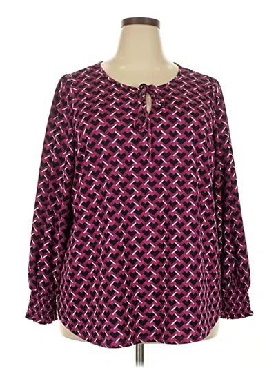 Pre-owned Fred David Long Sleeve Blouse In Burgundy