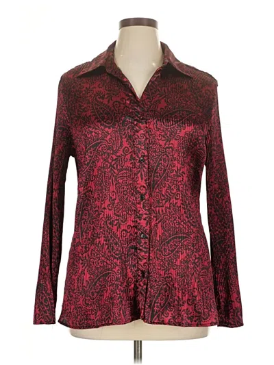Pre-owned Fred David Long Sleeve Blouse In Burgundy