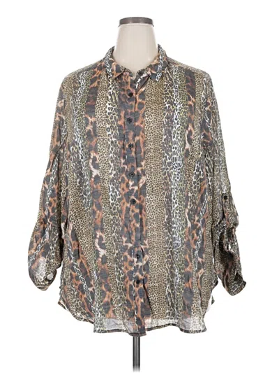 Pre-owned Fred David Long Sleeve Blouse In Gray