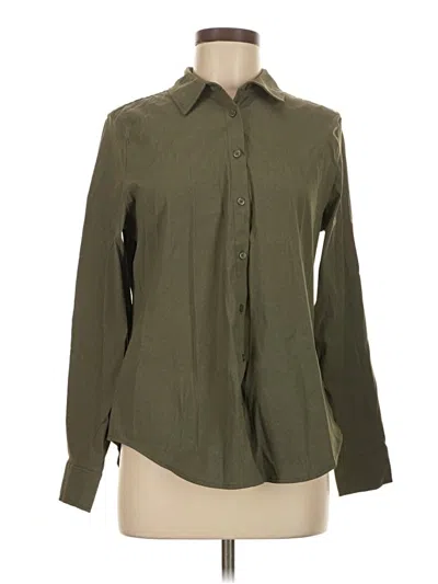 Pre-owned Fred David Long Sleeve Blouse In Green