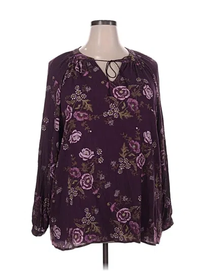 Pre-owned Fred David Long Sleeve Blouse In Purple