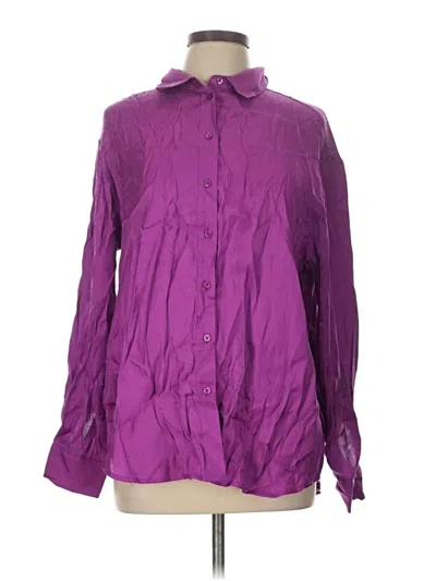 Pre-owned Fred David Long Sleeve Button Down Shirt In Purple