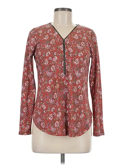 Pre-owned Fred David Long Sleeve Henley Shirt In Red