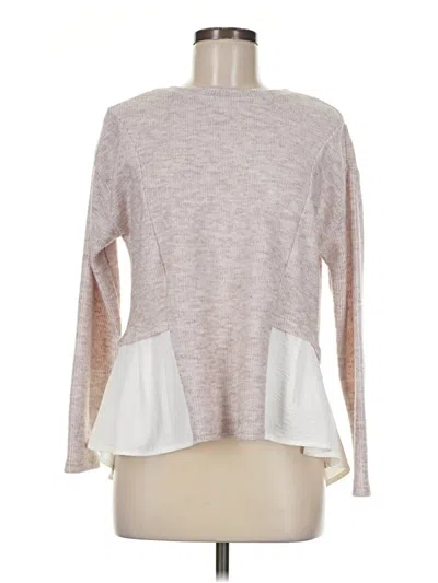 Pre-owned Fred David Long Sleeve Top Gray Crew Neck Tops