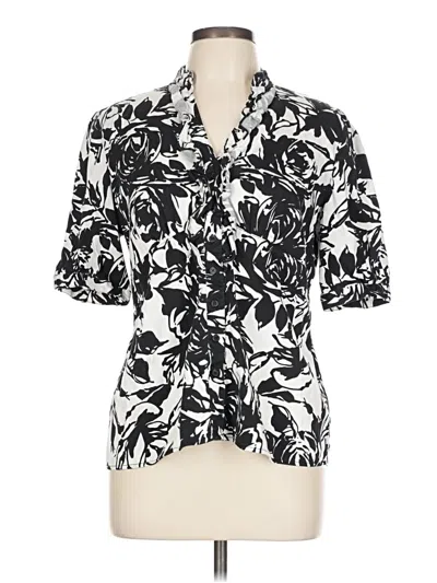 Pre-owned Fred David Short Sleeve Blouse In Black