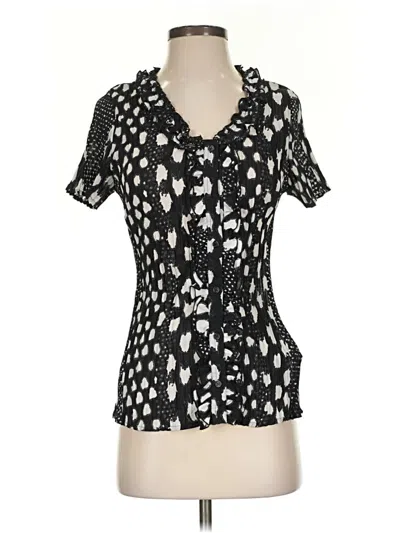 Pre-owned Fred David Short Sleeve Blouse In Black