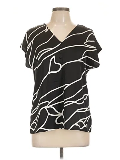 Pre-owned Fred David Short Sleeve Blouse In Black