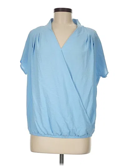 Pre-owned Fred David Short Sleeve Blouse In Blue