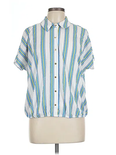 Pre-owned Fred David Short Sleeve Blouse In Blue