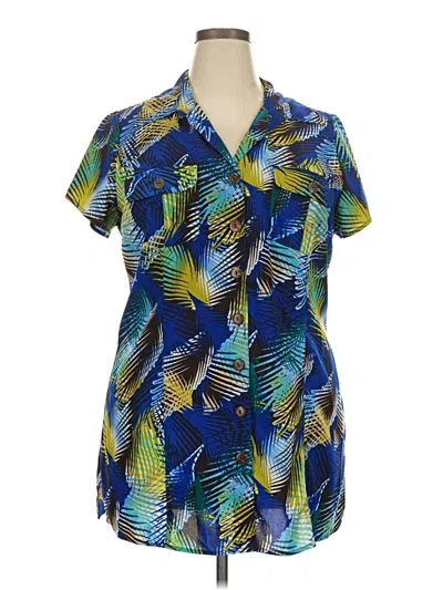 Pre-owned Fred David Short Sleeve Blouse In Blue