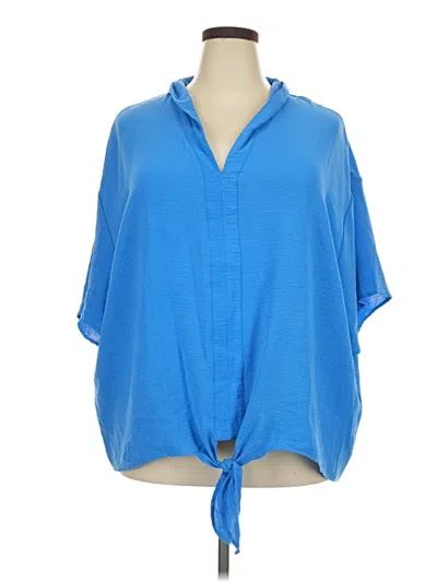Pre-owned Fred David Short Sleeve Blouse In Blue