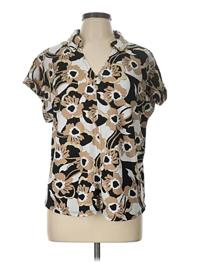Pre-owned Fred David Short Sleeve Blouse In Brown