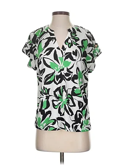 Pre-owned Fred David Short Sleeve Blouse In Green