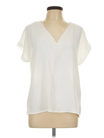 Pre-owned Fred David Short Sleeve Blouse In Ivory