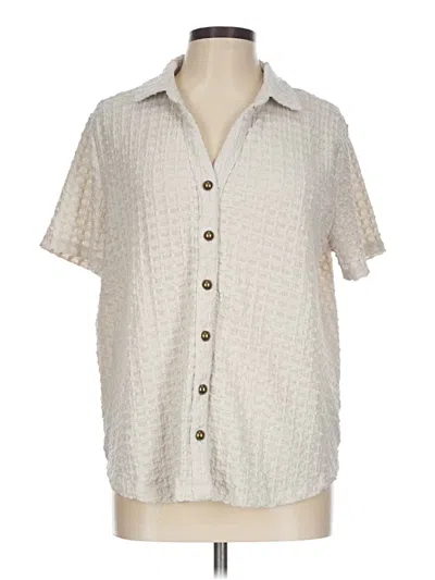 Pre-owned Fred David Short Sleeve Blouse In Ivory