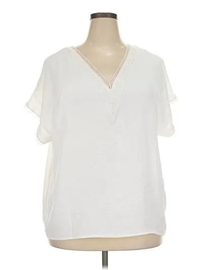 Pre-owned Fred David Short Sleeve Blouse In Ivory
