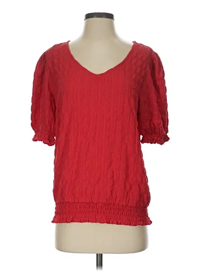 Pre-owned Fred David Short Sleeve Blouse In Red
